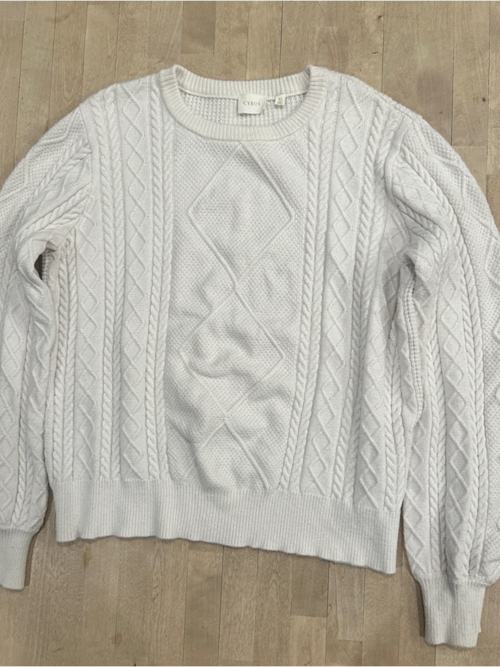 Cyrus Cream Cable Knit Crewneck Sweater